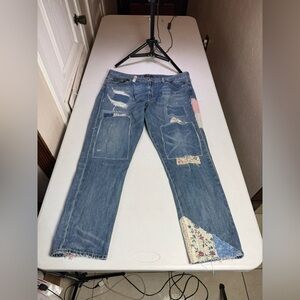 Polo Ralph Lauren Women The Avery Boyfriend Patchwork Distressed Jeans Sz 31
